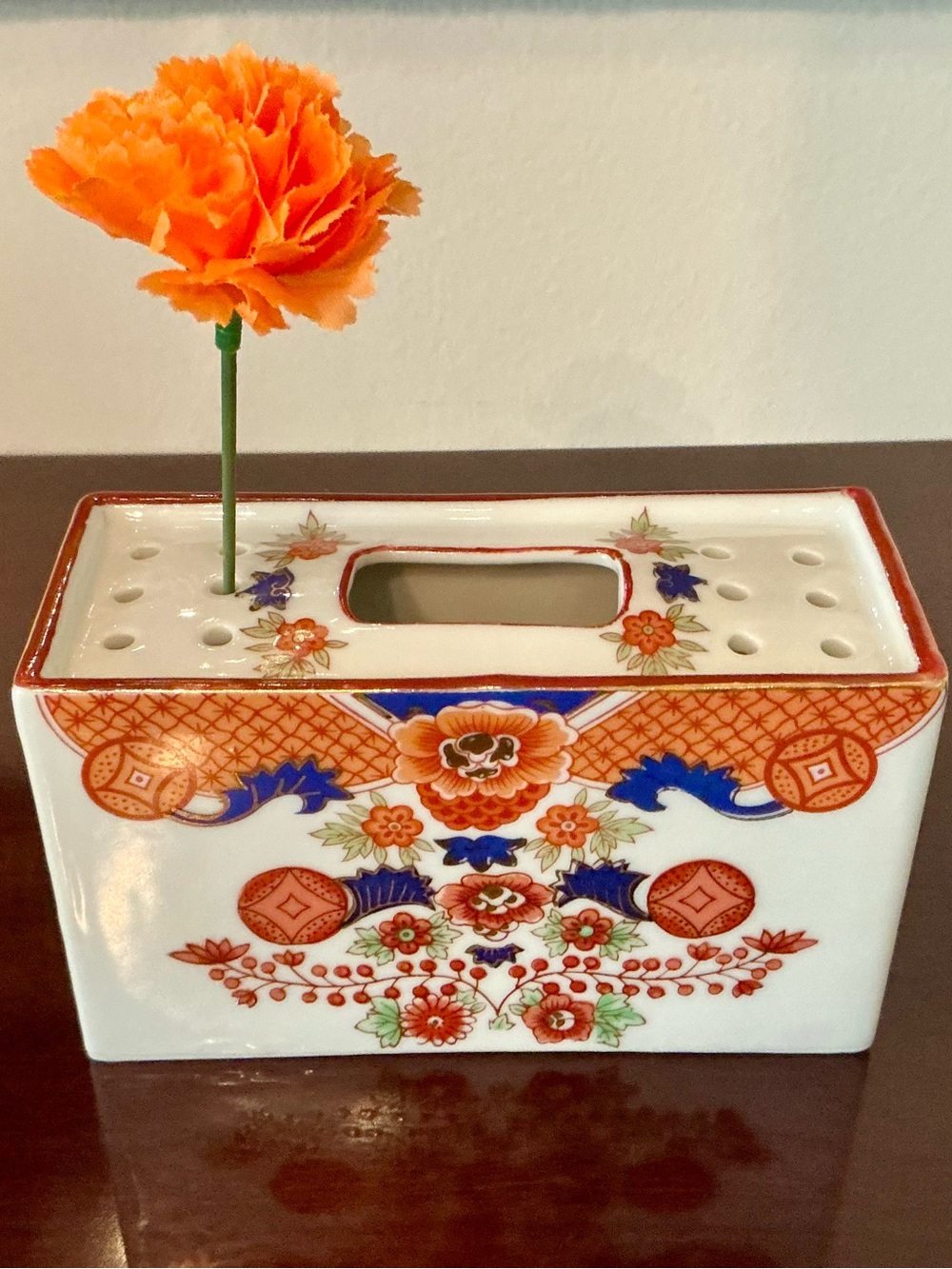 Vintage Imari Japanese Kutani Porcelian Flower Brick